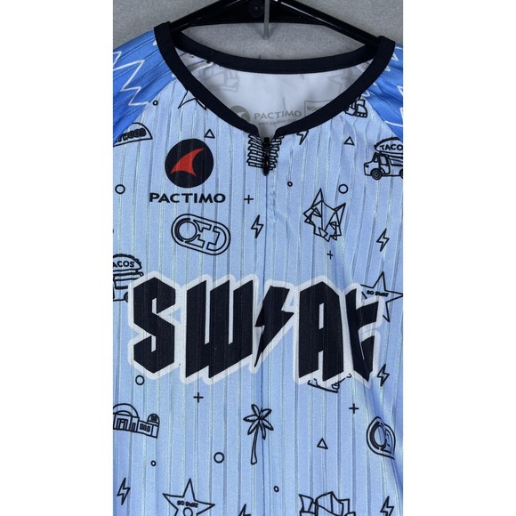 Pactimo Cycling Skinsuit Womens Small Blue SWAT Graphic Long Sleeve One Piece - Picture 2 of 11